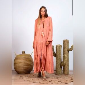 Sundress Neo Embellished Maxi Petra Teracotta coral size XS/S bohemian oversize